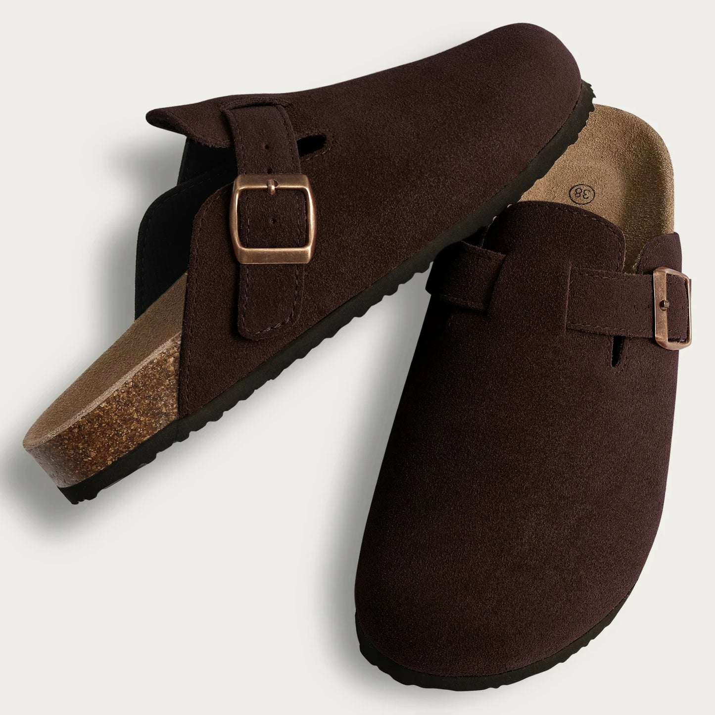 Cork Suede Mules Slippers for Women Fashion Men Clogs Shoes Classic Cork Antislip Outdoor Slippers with Arch Support