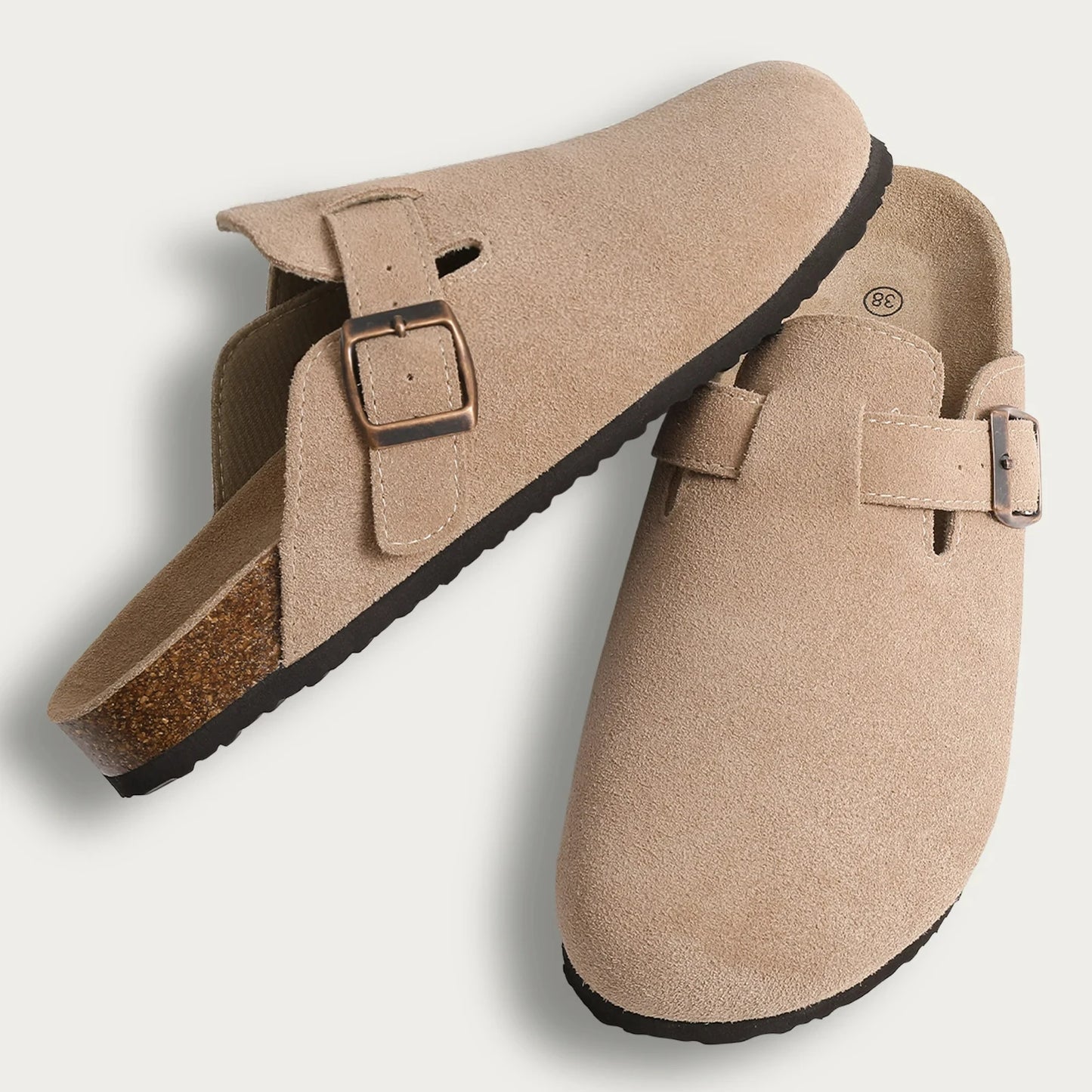 Cork Suede Mules Slippers for Women Fashion Men Clogs Shoes Classic Cork Antislip Outdoor Slippers with Arch Support